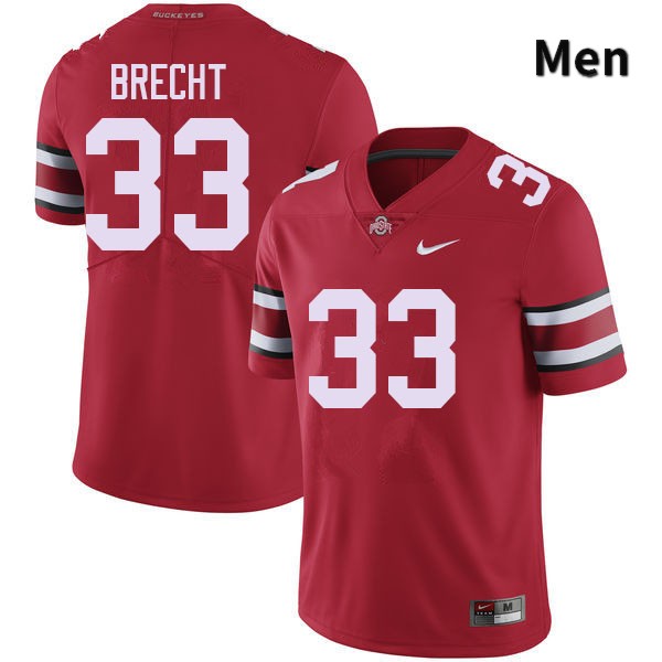Ohio State Buckeyes Chase Brecht Men's #33 Red Authentic Stitched College Football Jersey
